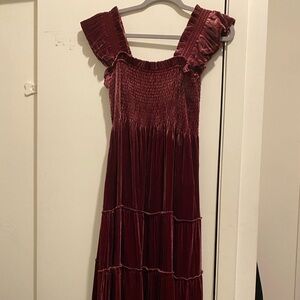 Hill House Burgundy Smocked Tiered Maxi Dress
